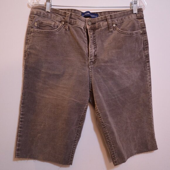 BANDOLINOBLU PETITE Jordan Cotton-Spandex Brown Micro-Corduroy Cropped Shorts 10 - Picture 1 of 10